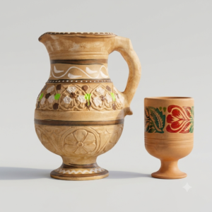 Clay Water Jug And Glass Set