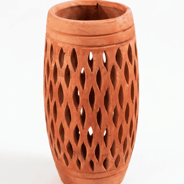 Cylindrical Cutout Clay Flower Vase
