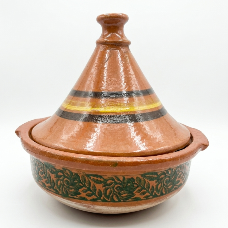 Moroccan Tagine Pot With Conical Lid - Glazed Decorative Mitti Ka Tagine - NIA CLAY