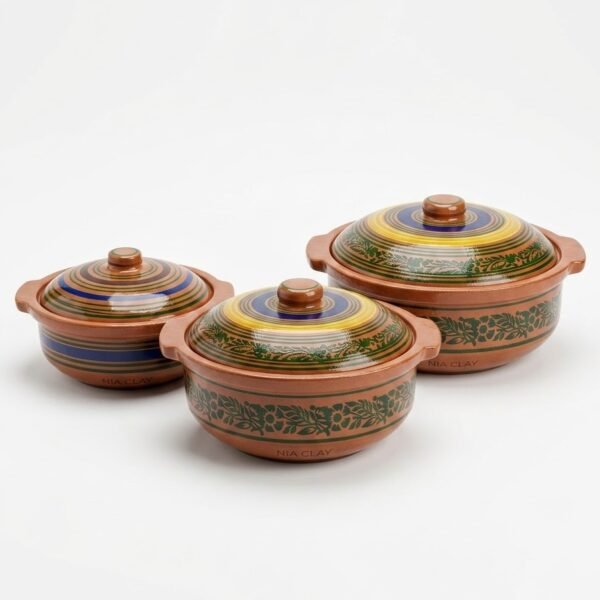 painted glazed clay karahi