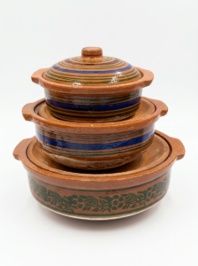 Hand Painted Glazed Clay Karahi Set