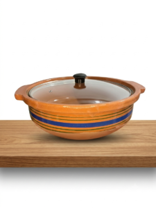 Glazed Clay Karahi with Glass Lid