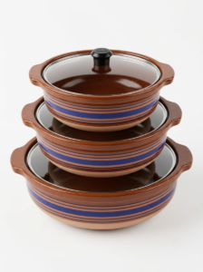 glazed clay karahi set 3 pcs