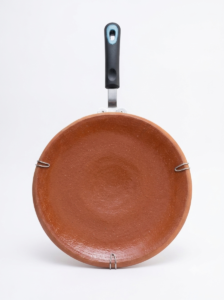 glazed clay tawa with handle