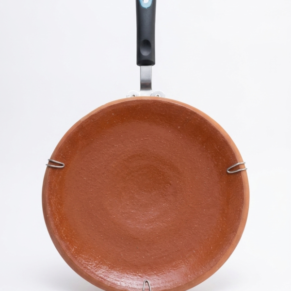 glazed clay tawa with handle