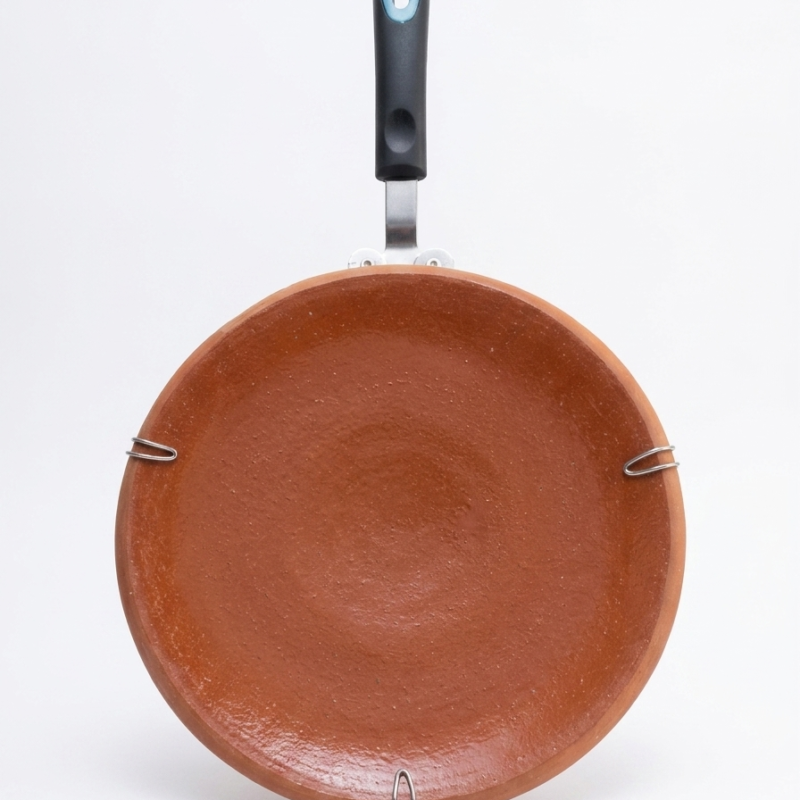Glazed Clay Tawa With Handle Handcrafted Non-Stick Earthenware Roti & Paratha Pan - NIA CLAY