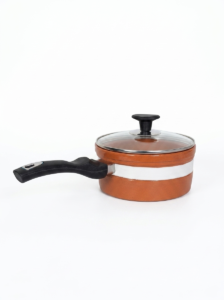 handmade glazed clay saucepan
