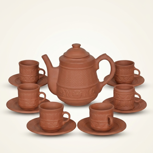 clay tea set