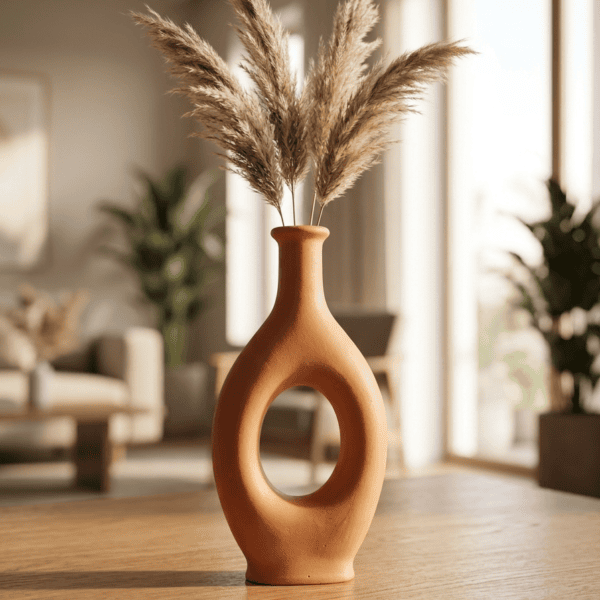 Modern Oval Hollow Clay Flower Vase