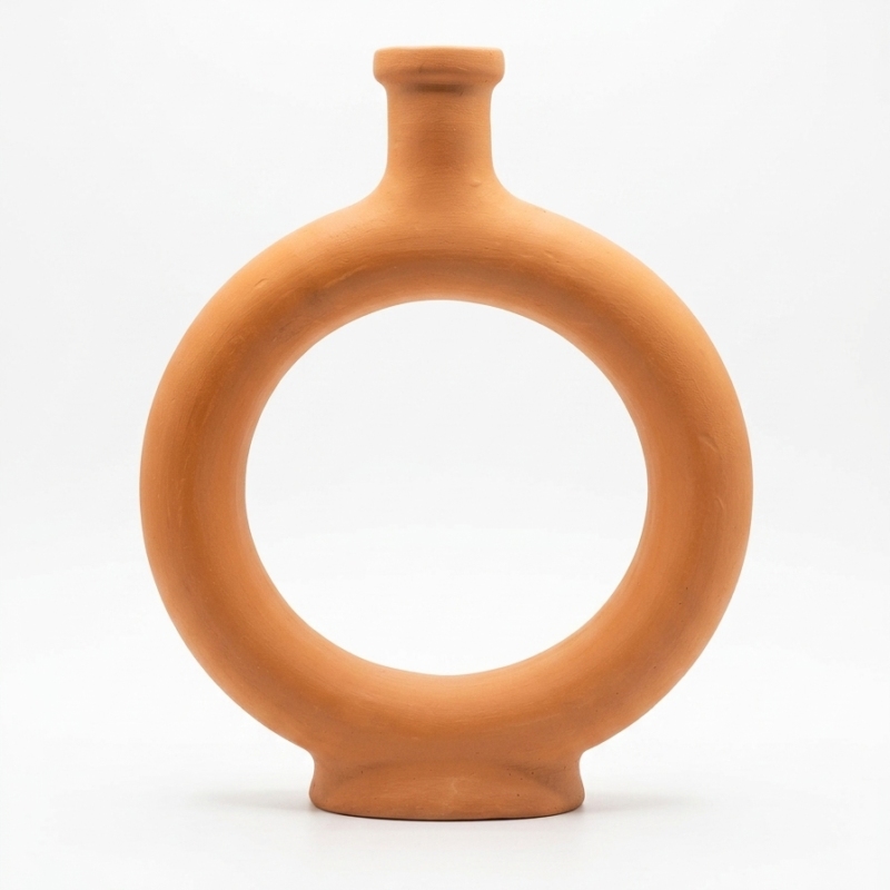 Modern Donut Clay Flower Vase - Handcrafted Decorative Mitti Ka Vase
