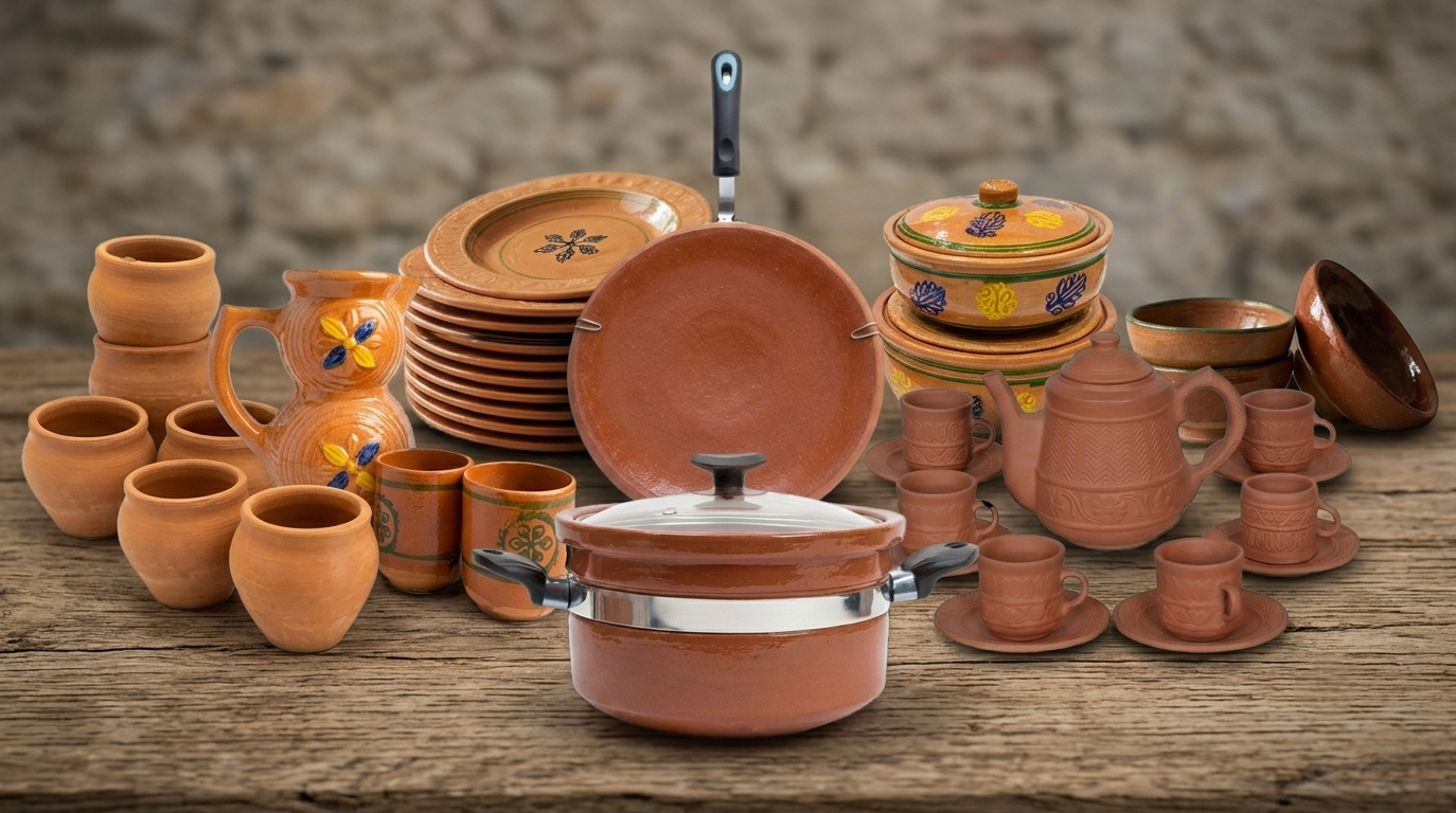 Family Kitchen Master Clay Combo Set - Pure Organic Mitti Ke Bartan - NIA CLAY