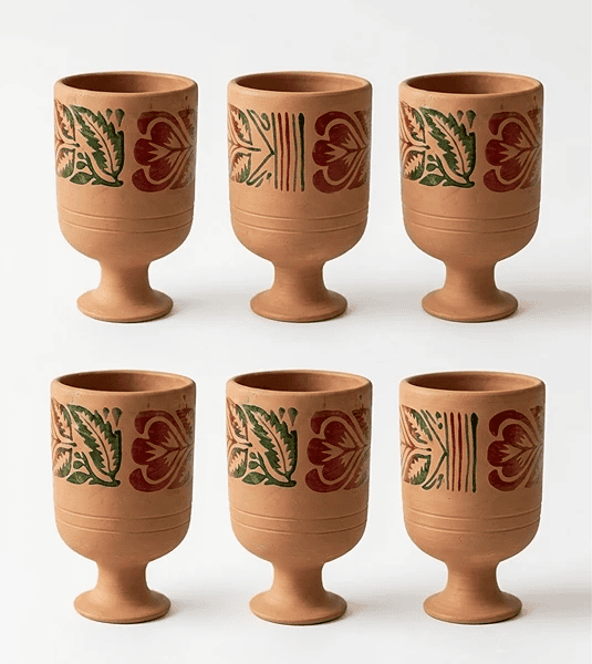Clay Printed Glass 6 Pcs